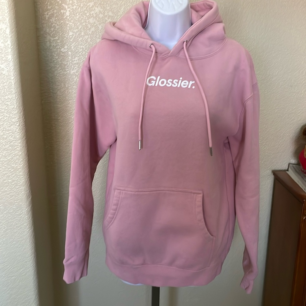 Glossier Original Pink Hoodie top size S